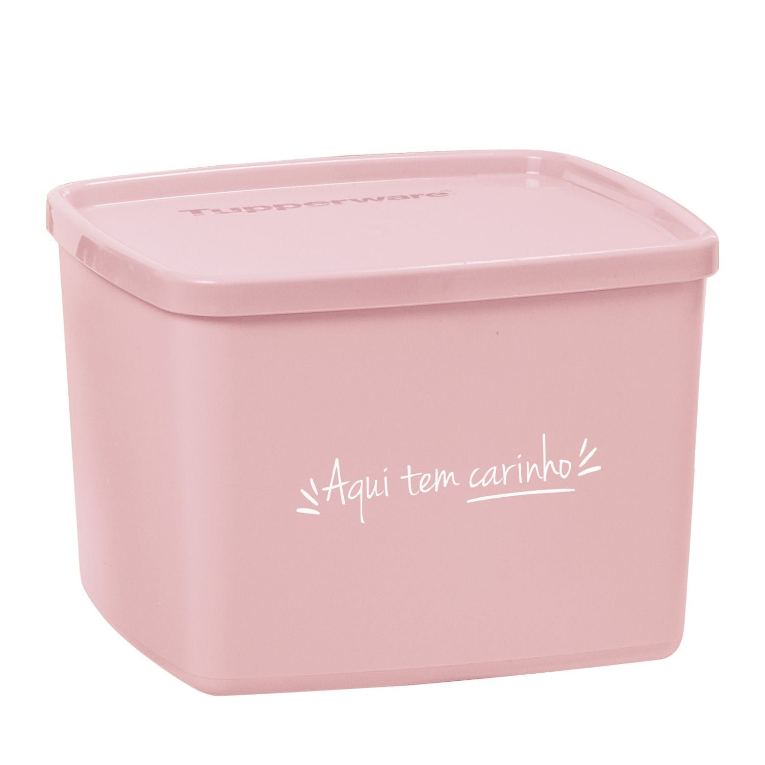 Pote hermético Jeitoso Tupperware Aqui tem Carinho 800ml Rosa